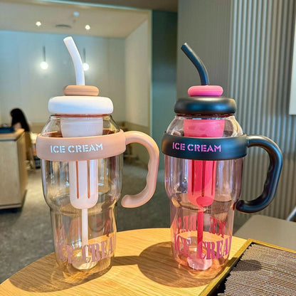 1300ml large capacity plastic water bottle leakprood with straw