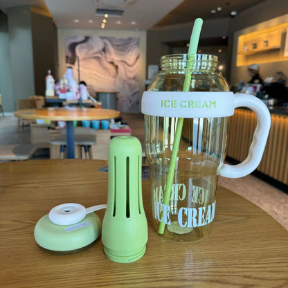1300ml large capacity plastic water bottle leakprood with straw