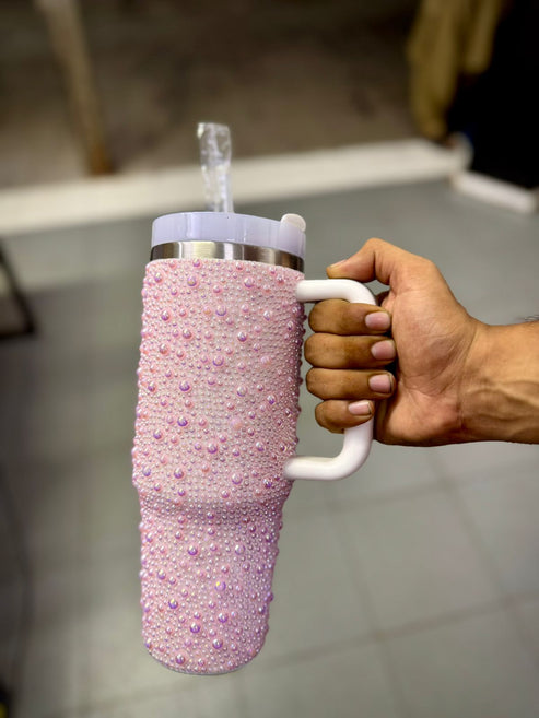 🌸💖 Pink Rhinestone Bedazzled Tumbler – 20 oz Bling Travel Mug 💖🌸