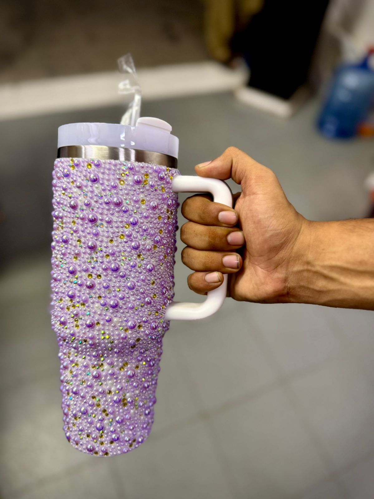 🌟✨ Personalized 40 oz Rhinestone Tumbler with Straw – Handmade Bedazzled Water Bottle 💎🥤