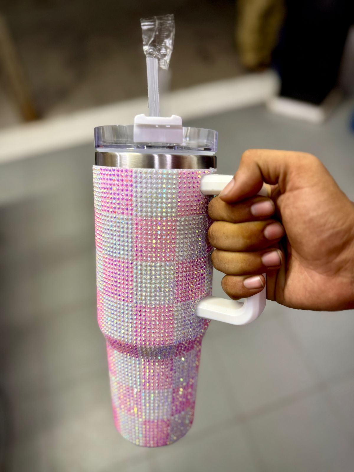 🌟✨ Personalized 40 oz Rhinestone Tumbler with Straw – Handmade Bedazzled Water Bottle 💎🥤