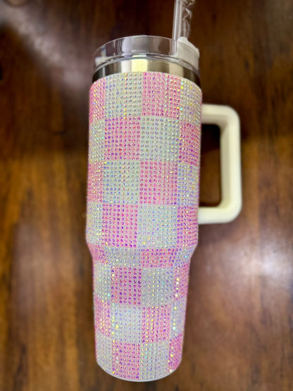 🌟✨ Personalized 40 oz Rhinestone Tumbler with Straw – Handmade Bedazzled Water Bottle 💎🥤