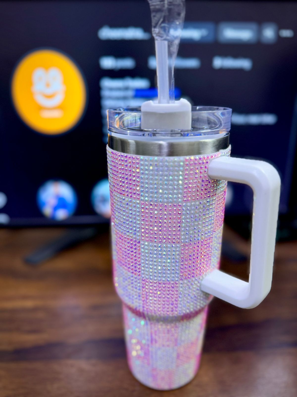 🌟✨ Personalized 40 oz Rhinestone Tumbler with Straw – Handmade Bedazzled Water Bottle 💎🥤