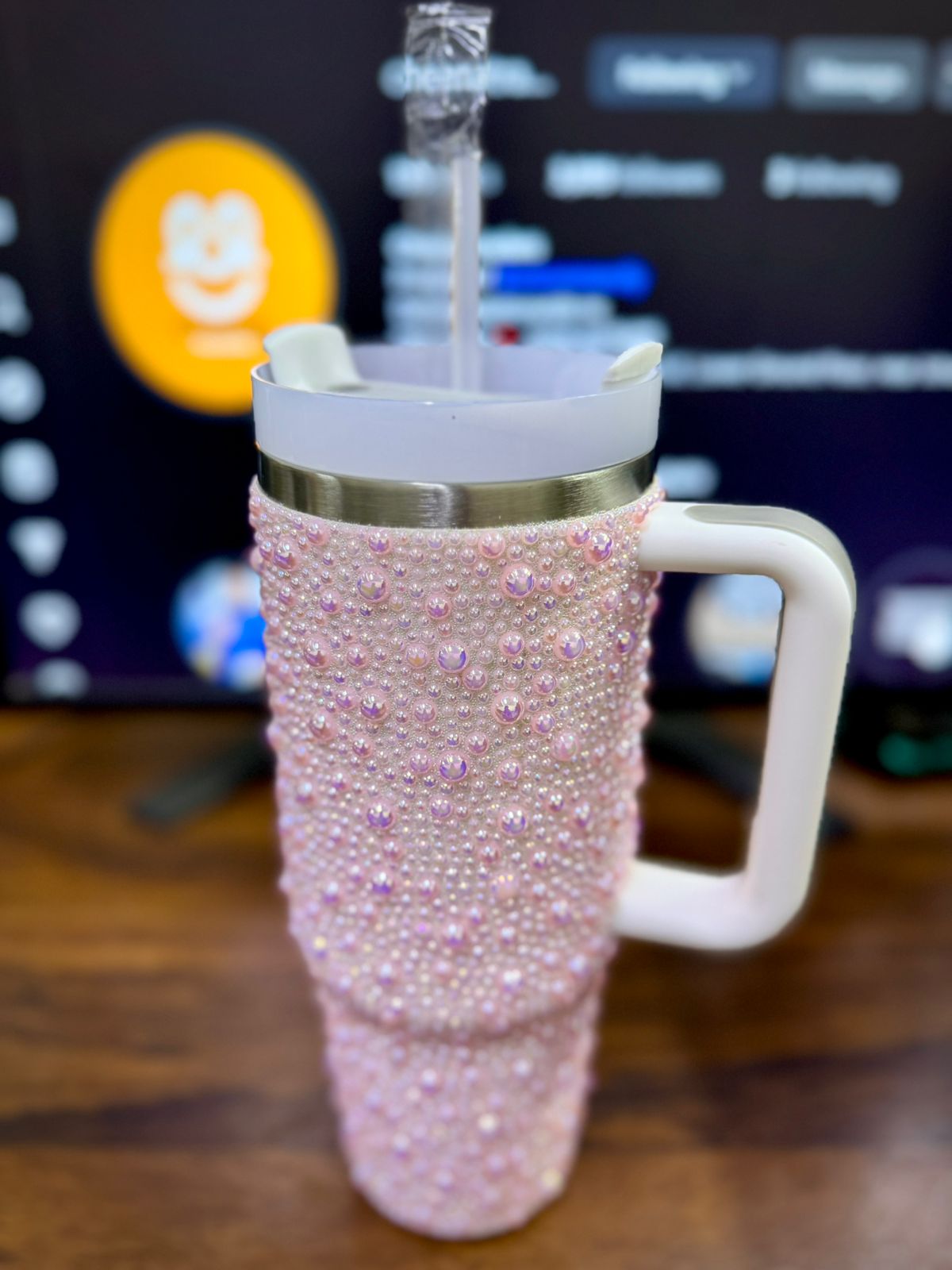 🌟✨ Personalized 40 oz Rhinestone Tumbler with Straw – Handmade Bedazzled Water Bottle 💎🥤