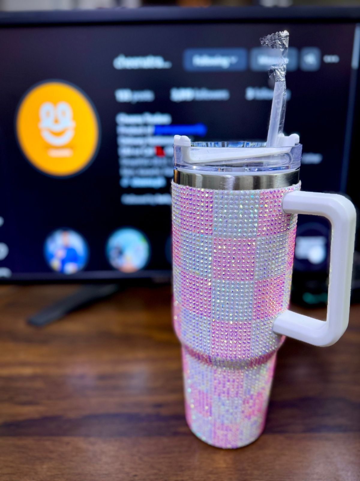 🌟✨ Personalized 40 oz Rhinestone Tumbler with Straw – Handmade Bedazzled Water Bottle 💎🥤