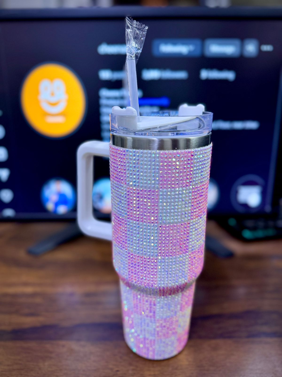 🌟✨ Personalized 40 oz Rhinestone Tumbler with Straw – Handmade Bedazzled Water Bottle 💎🥤