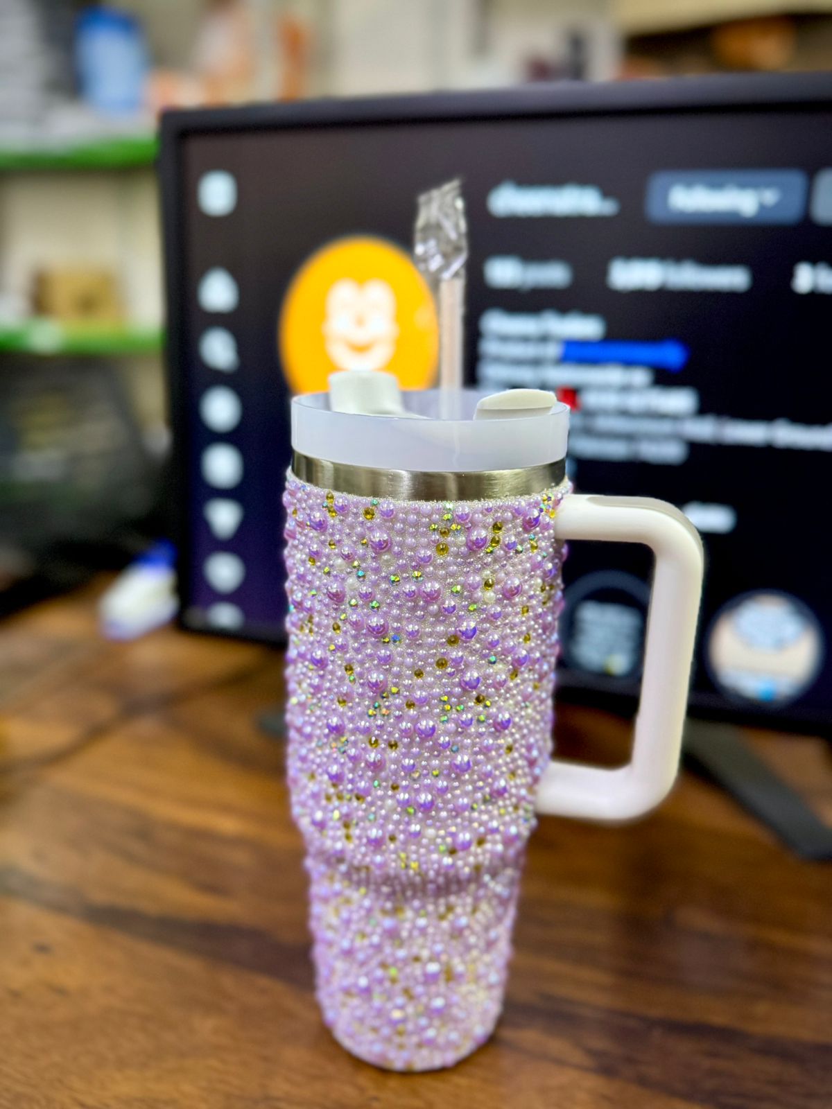 🌟✨ Personalized 40 oz Rhinestone Tumbler with Straw – Handmade Bedazzled Water Bottle 💎🥤