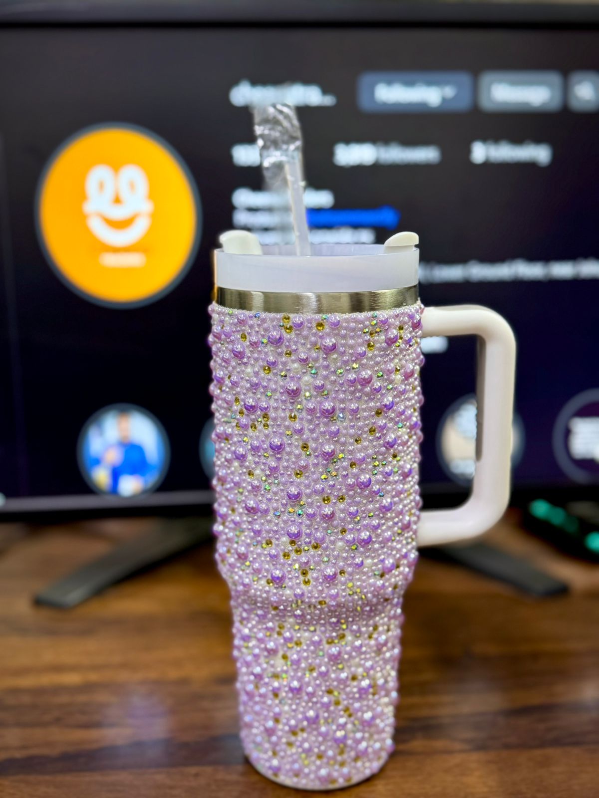 🌟✨ Personalized 40 oz Rhinestone Tumbler with Straw – Handmade Bedazzled Water Bottle 💎🥤