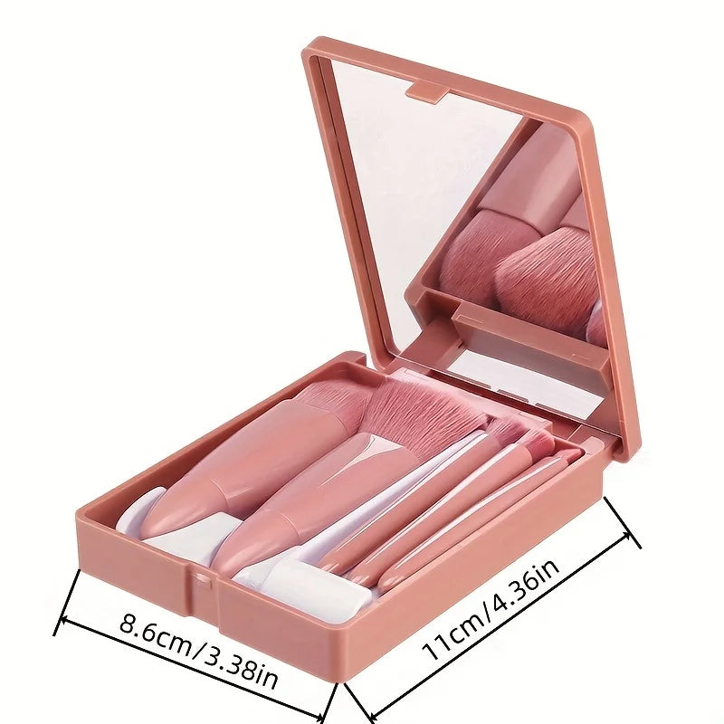 Portable Makeup Brush Set With Mirror Foldable