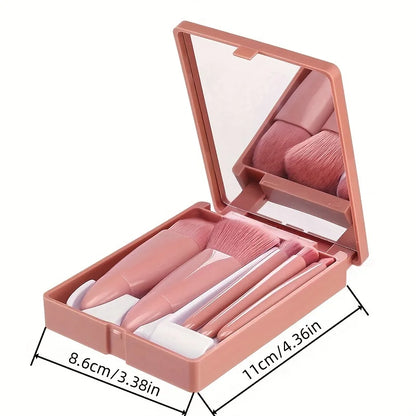 Portable Makeup Brush Set With Mirror Foldable