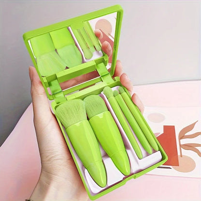 Portable Makeup Brush Set With Mirror Foldable