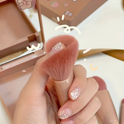 Portable Makeup Brush Set With Mirror Foldable